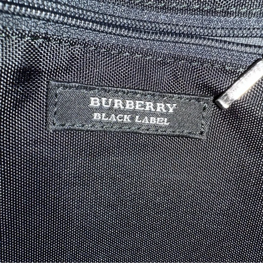 Burberry Nova Check Black Label Messenger Bag in Black Nylon with Leather Trim